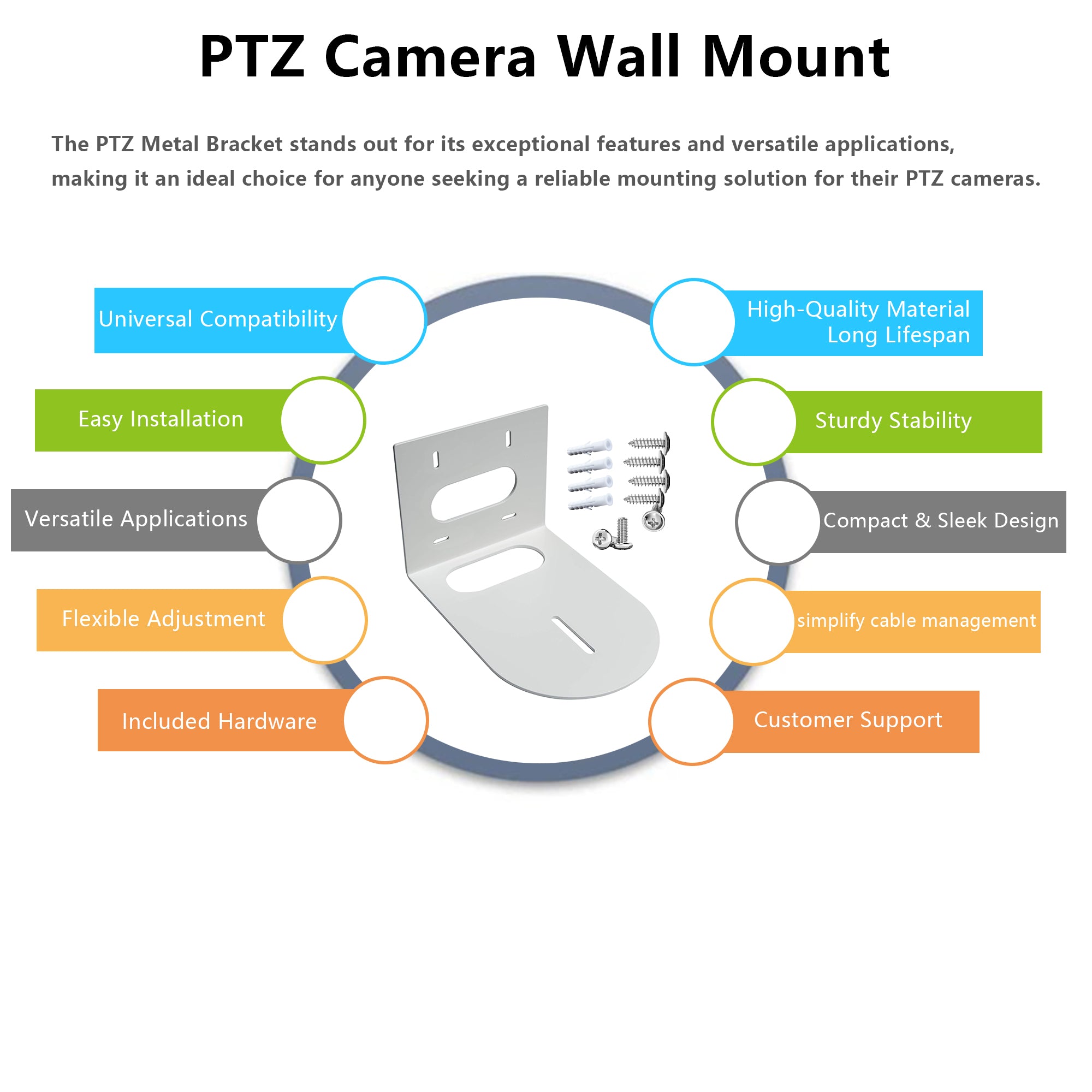 PTZ Camera Wall Mount Bracket (White)