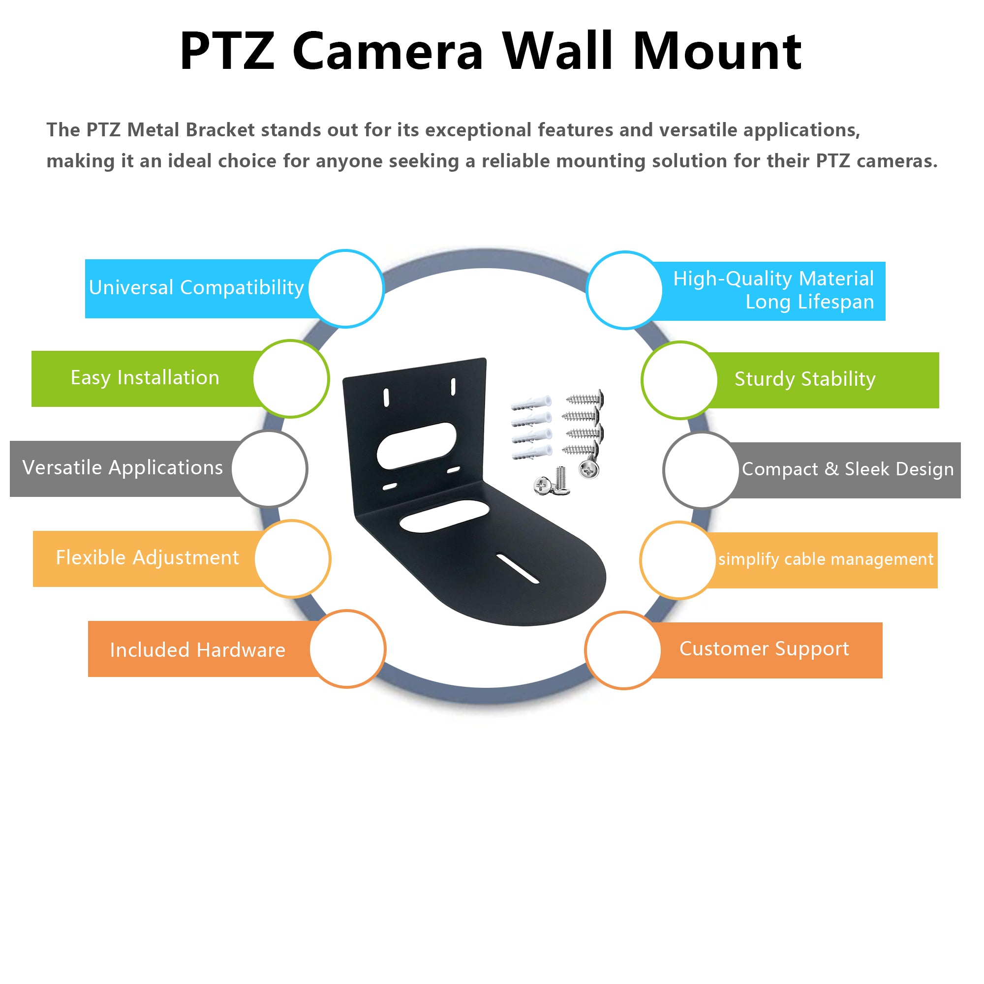 PTZ Camera Wall Mount Bracket (Black)