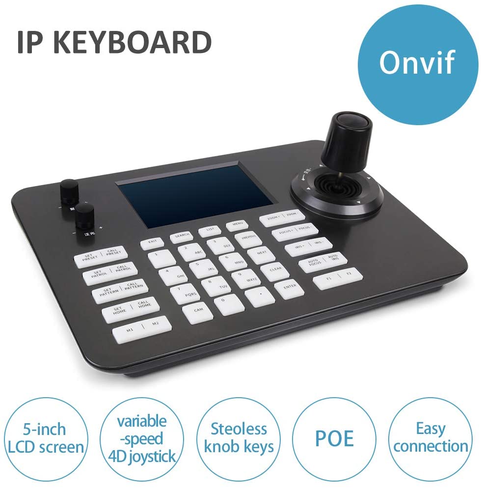 Prisual PTZ Controller PoE Network 4D Joystick Decoding Keyboard with 5 Inch LCD Screen