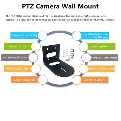PTZ Camera Wall Mount Bracket (Black)