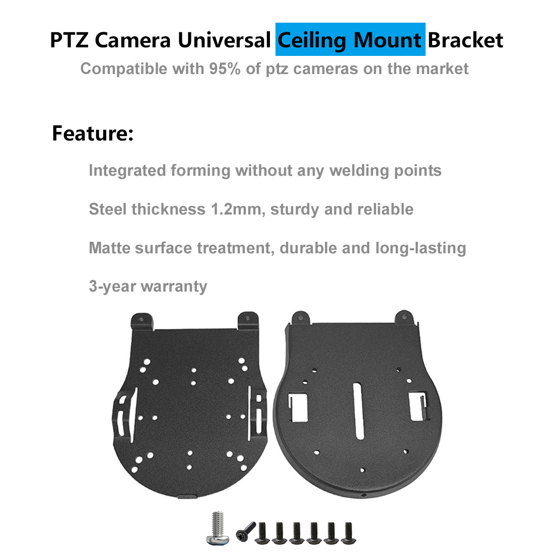 PTZ Camera Ceiling Mount Bracket (Black)