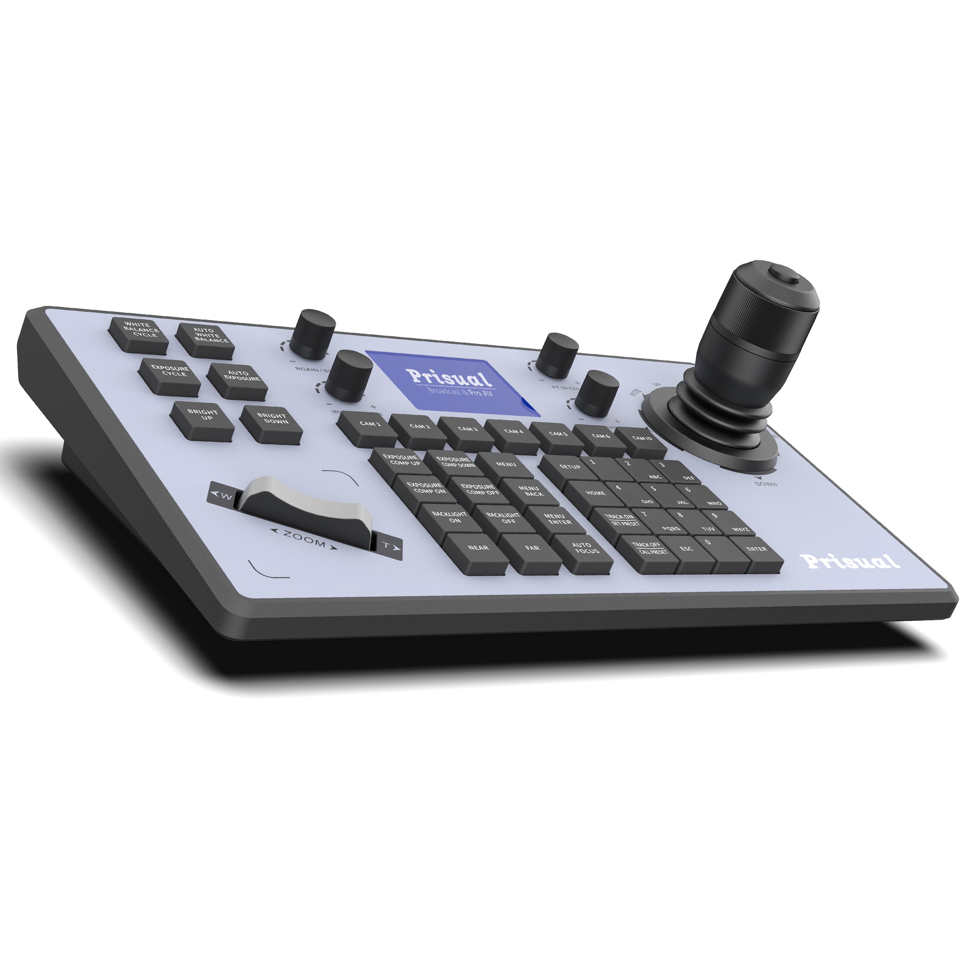 Prisual PTZ Camera Joystick Controller PoE with 4D Joystick for Live Streaming. IP PTZ Camera Controller Keyboard Supports Visca,Visca Over IP,onvif,Pelco-D/P,RS422,RS485 and RS232