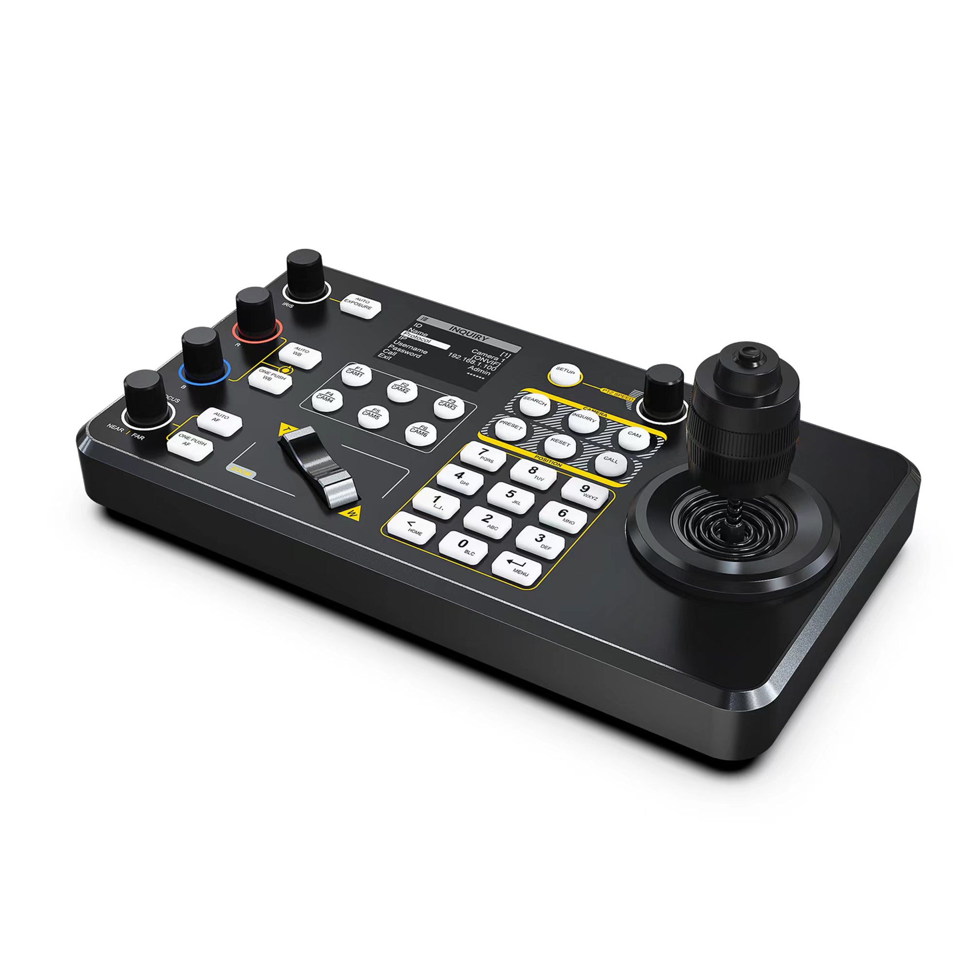 Prisual PTZ Camera Joystick Controller PoE with 4D Joystick for Live Streaming. IP PTZ Camera Controller Keyboard Supports Visca,Visca Over IP,onvif,Pelco-D/P,RS422,RS485 and RS232
