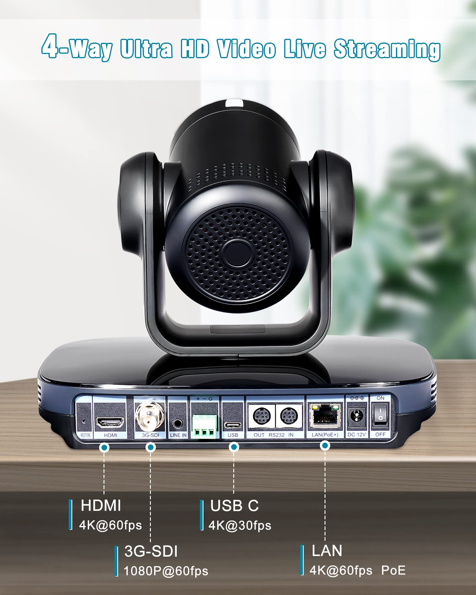 Prisual 4K PTZ Camera AI Auto-Tracking PTZ Camera, USB3.0 3G-SDI HDMI 4K PTZ Camera