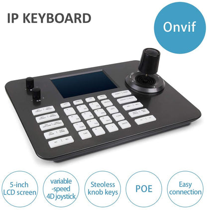Prisual PTZ Controller PoE Network 4D Joystick Decoding Keyboard with 5 Inch LCD Screen